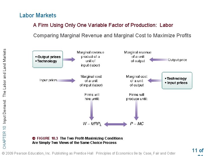 Labor Markets A Firm Using Only One Variable Factor of Production: Labor CHAPTER 10