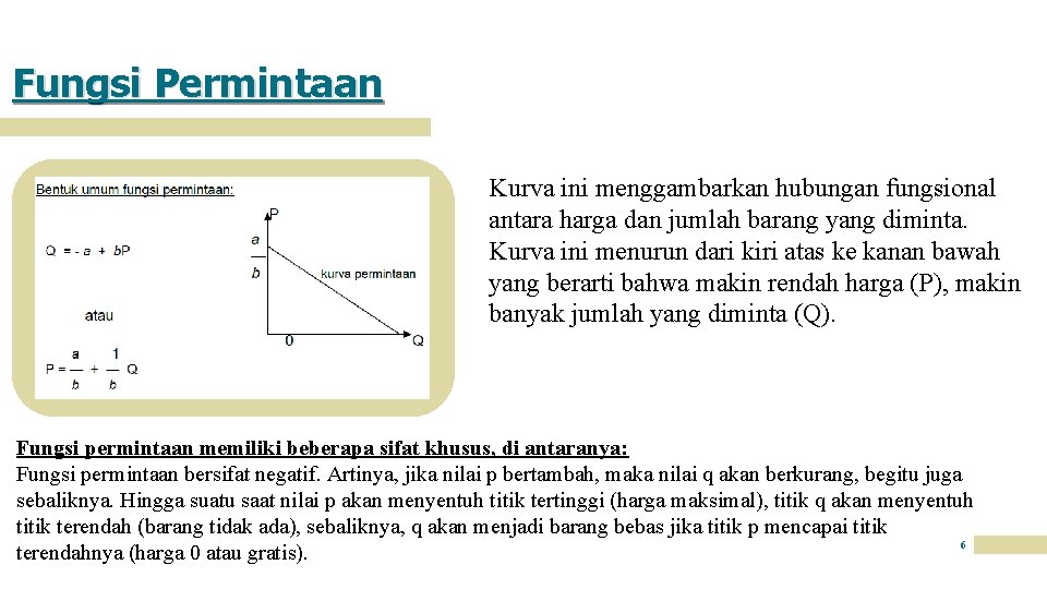 Fungsi Permintaan Kurva ini menggambarkan hubungan fungsional antara harga dan jumlah barang yang diminta.