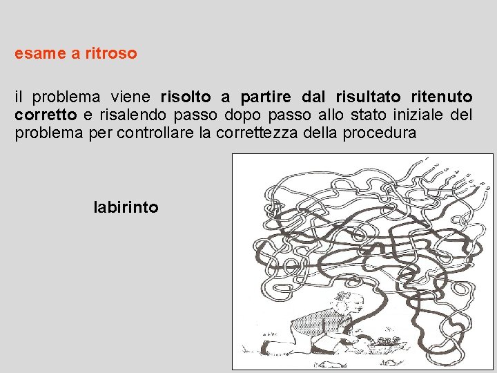 esame a ritroso il problema viene risolto a partire dal risultato ritenuto corretto e