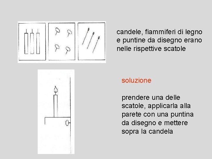 candele, fiammiferi di legno e puntine da disegno erano nelle rispettive scatole soluzione prendere