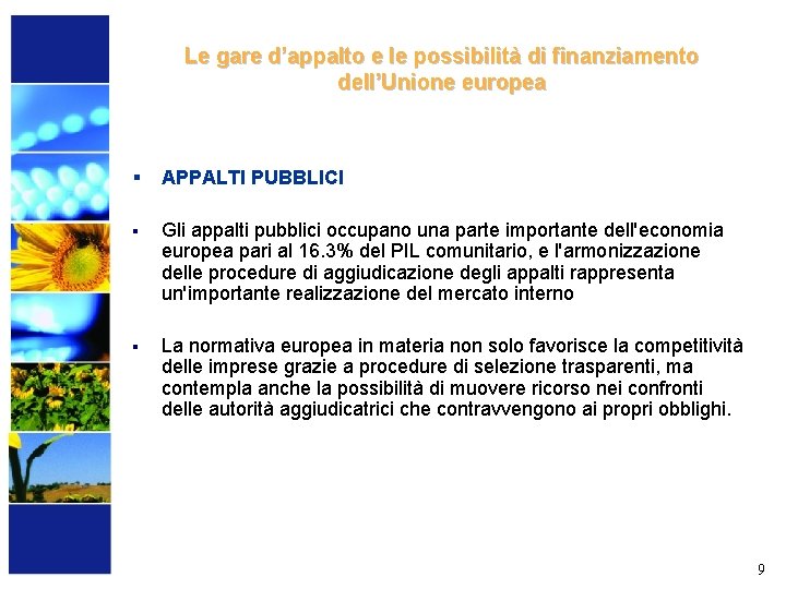 Le gare d’appalto e le possibilità di finanziamento dell’Unione europea § APPALTI PUBBLICI §