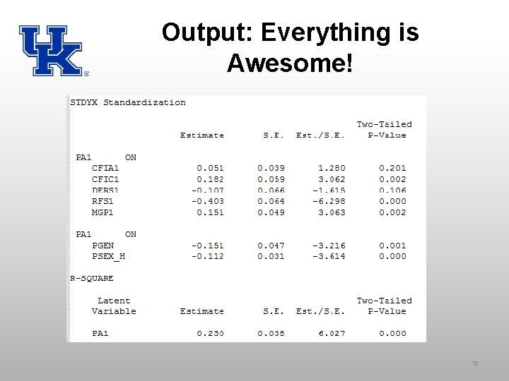 Output: Everything is Awesome! 10 