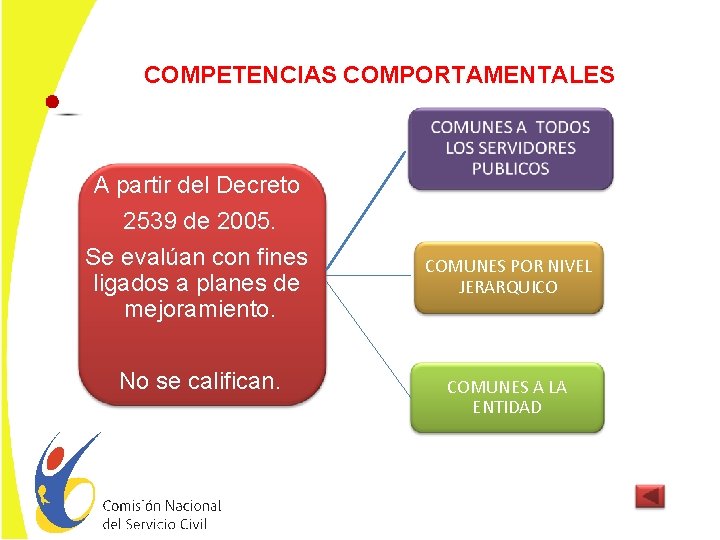 COMPETENCIAS COMPORTAMENTALES A partir del Decreto 2539 de 2005. Se evalúan con fines ligados