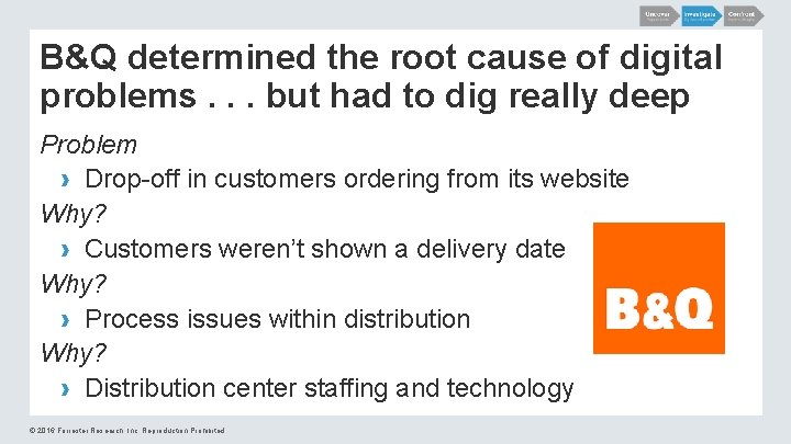 B&Q determined the root cause of digital problems. . . but had to dig B&Q determined the root cause of digital problems. . . but had to dig