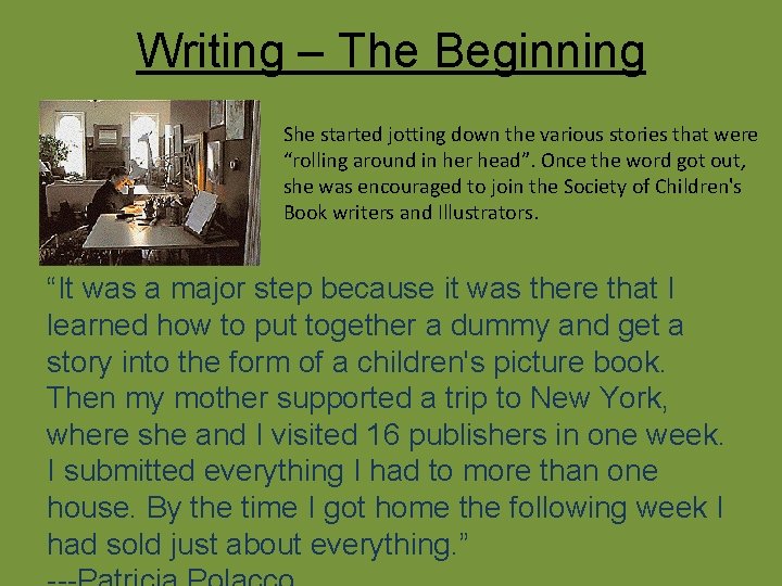 Writing – The Beginning She started jotting down the various stories that were “rolling