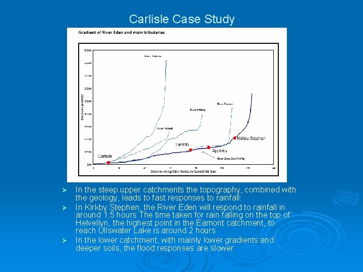 Carlisle Case Study In the steep upper catchments the topography, combined with the geology,