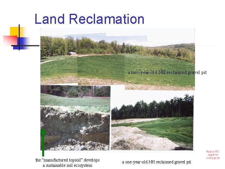Land Reclamation a two-year-old NH reclaimed gravel pit the “manufactured topsoil” develops a sustainable