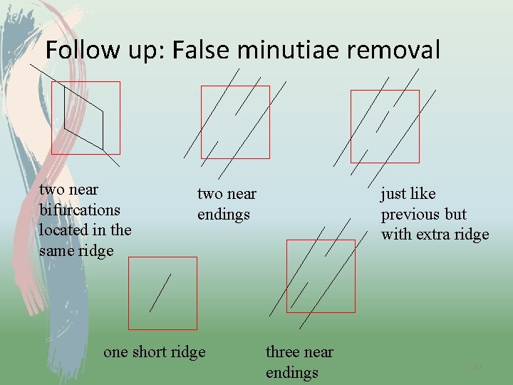 Follow up: False minutiae removal two near bifurcations located in the same ridge two