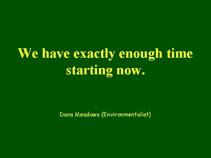 We have exactly enough time starting now. Dana Meadows (Environmentalist) 
