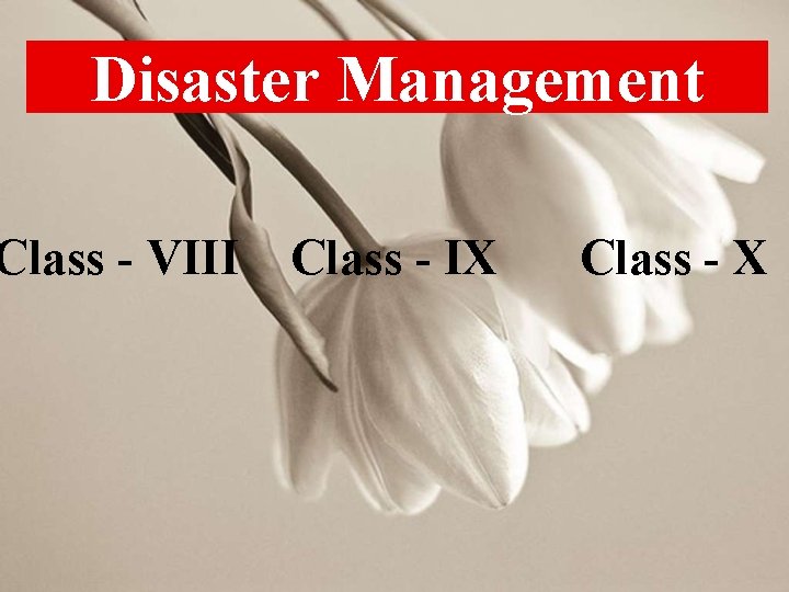 Disaster Management Class - VIII Class - IX Class - X 