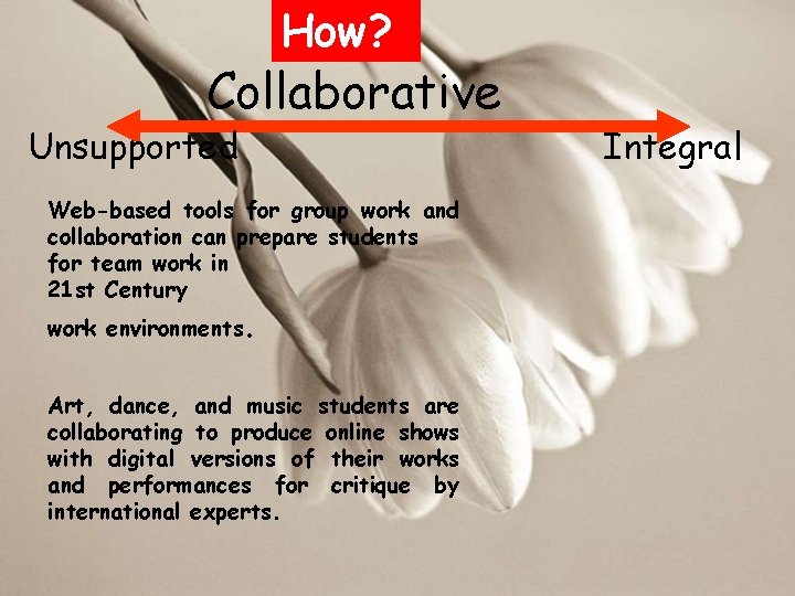 How? Collaborative Unsupported Web-based tools for group work and collaboration can prepare students for