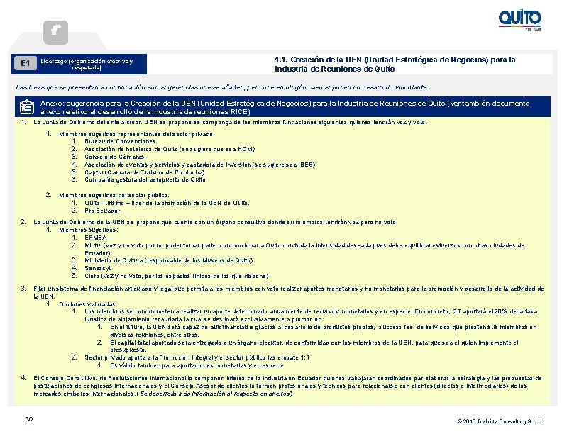 E 1 Liderazgo (organización efectiva y respetada) 1. 1. Creación de la UEN (Unidad