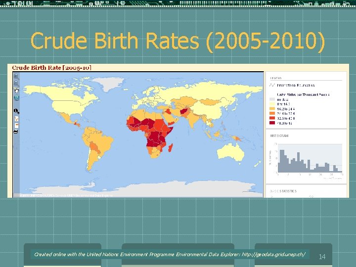 Crude Birth Rates (2005 -2010) Created online with the United Nations Environment Programme Environmental
