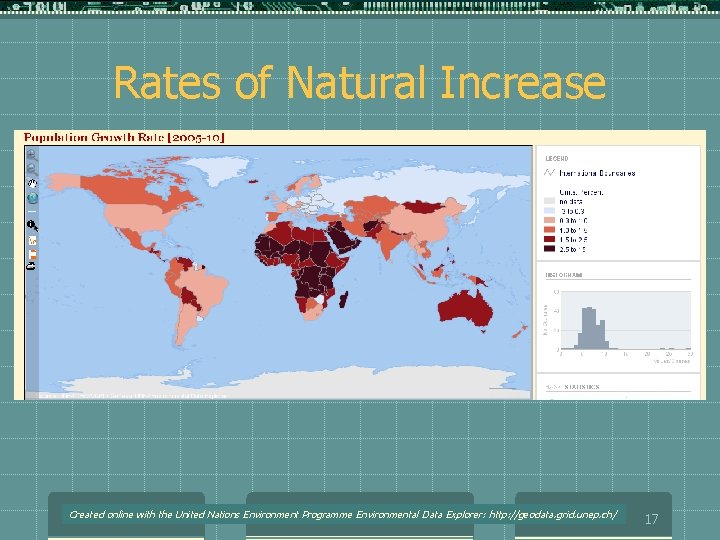 Rates of Natural Increase Created online with the United Nations Environment Programme Environmental Data