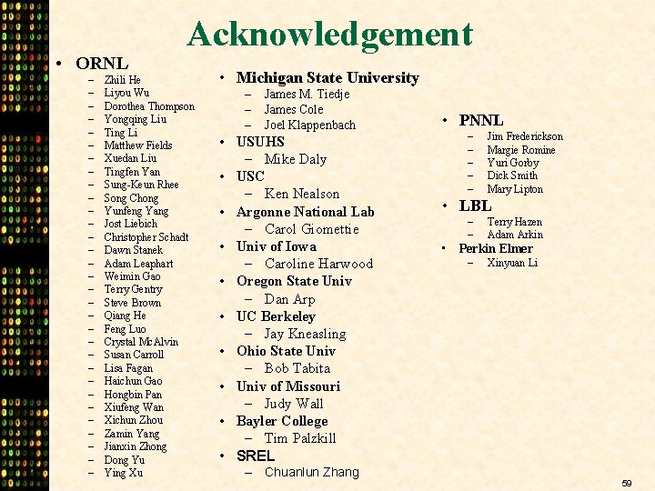  • ORNL – – – – – – – – Acknowledgement Zhili He