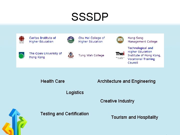 SSSDP Health Care Architecture and Engineering Logistics Creative Industry Testing and Certification Tourism and