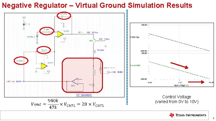 Negative Regulator – Virtual Ground Simulation Results Control Voltage (varied from 0 V to