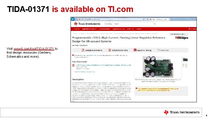 TIDA-01371 is available on TI. com Visit www. ti. com/tool/TIDA-01371 to find design resources
