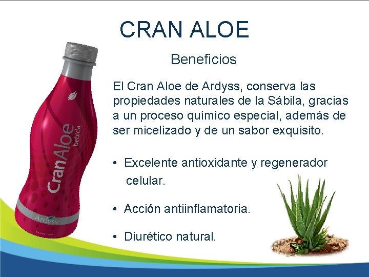 CRAN ALOE Beneficios El Cran Aloe de Ardyss, conserva las propiedades naturales de la