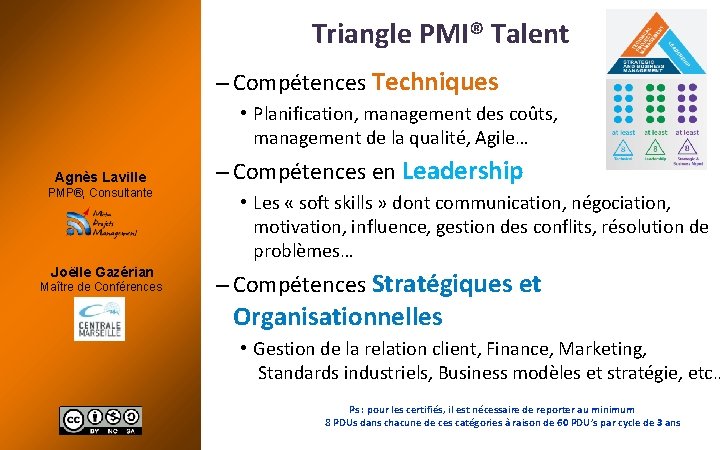 Triangle PMI® Talent – Compétences Techniques • Planification, management des coûts, management de la