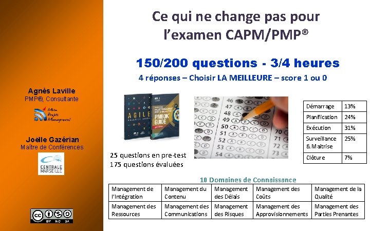 Ce qui ne change pas pour l’examen CAPM/PMP® 150/200 questions - 3/4 heures 4
