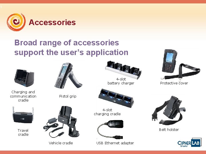 25 Accessories Broad range of accessories support the user’s application 4 -slot battery charger