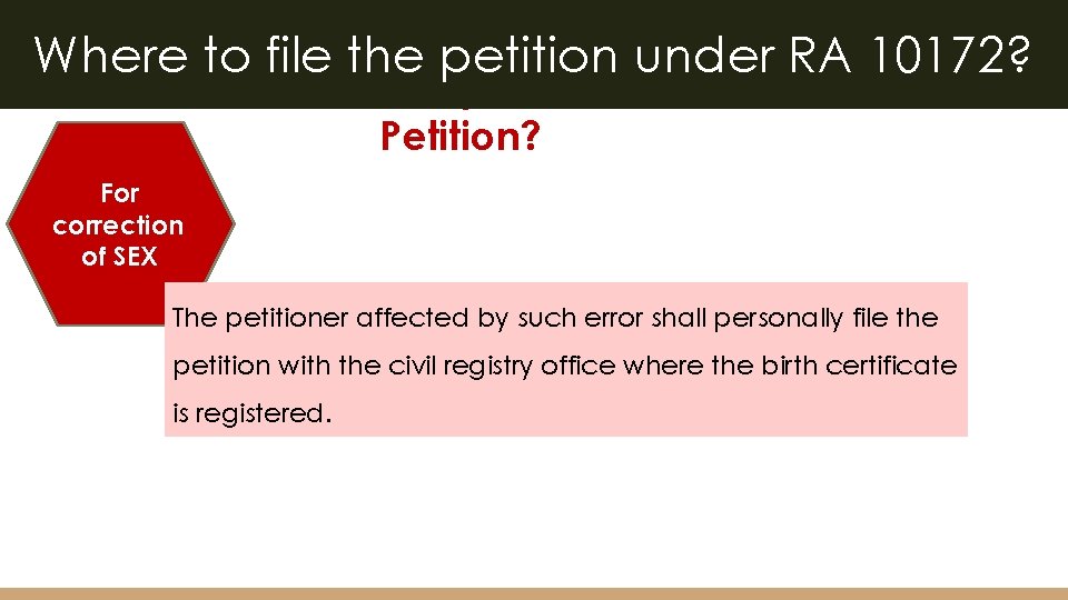 Where to file the petition under RA 10172? Who may file the Petition? For