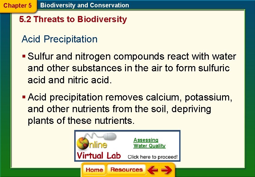 Chapter 5 Biodiversity and Conservation 5. 2 Threats to Biodiversity Acid Precipitation § Sulfur Chapter 5 Biodiversity and Conservation 5. 2 Threats to Biodiversity Acid Precipitation § Sulfur