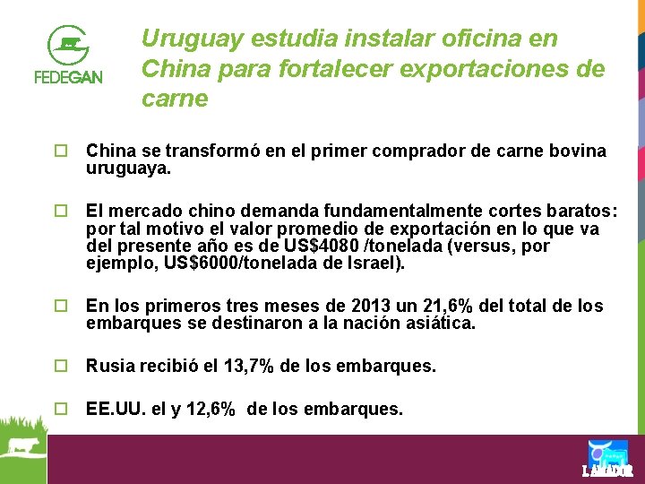 Uruguay estudia instalar oficina en China para fortalecer exportaciones de carne o China se