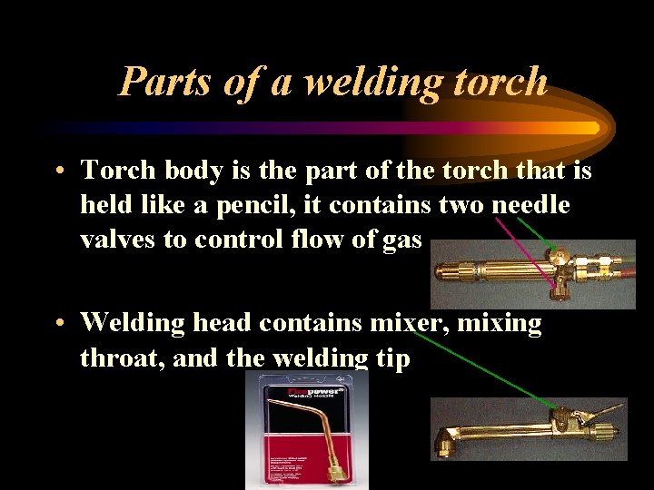 Parts of a welding torch • Torch body is the part of the torch