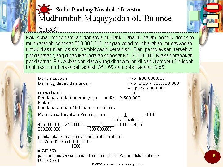 Sudut Pandang Nasabah / Investor Mudharabah Muqayyadah off Balance Sheet Pak Akbar menanamkan dananya