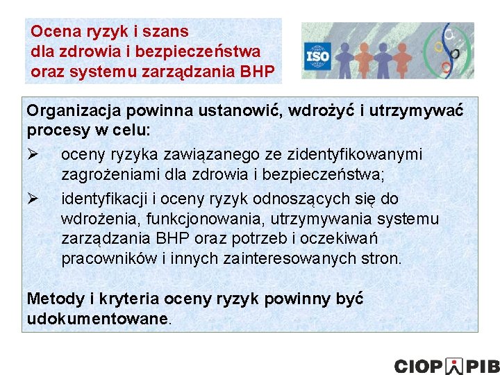 Ocena ryzyk i szans dla zdrowia i bezpieczeństwa oraz systemu zarządzania BHP Organizacja powinna