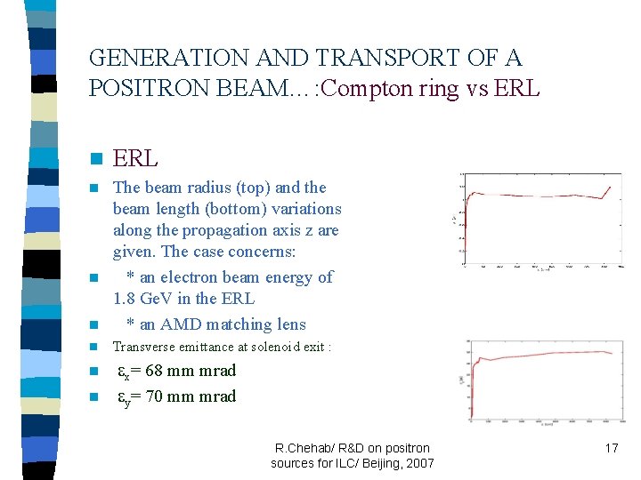 GENERATION AND TRANSPORT OF A POSITRON BEAM…: Compton ring vs ERL n ERL The