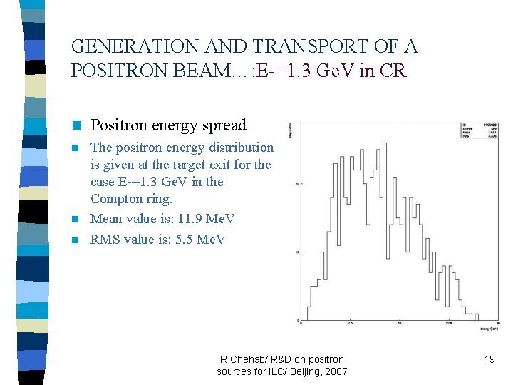 GENERATION AND TRANSPORT OF A POSITRON BEAM…: E-=1. 3 Ge. V in CR n
