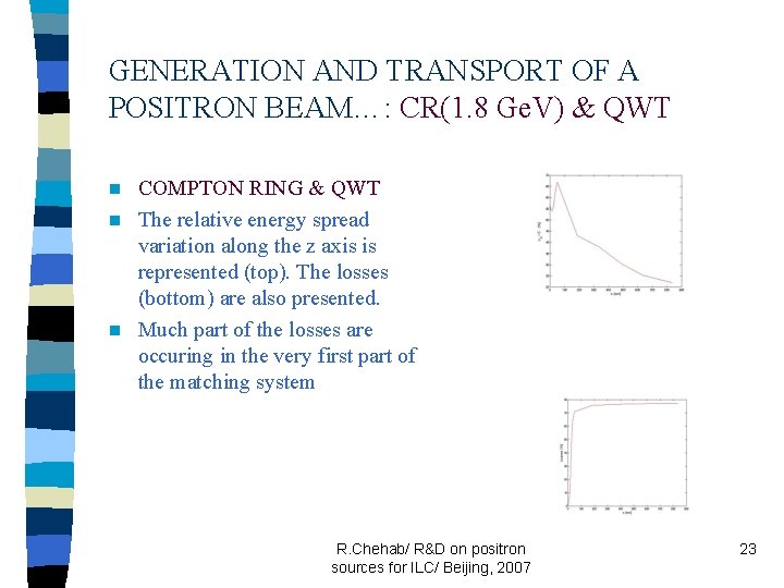 GENERATION AND TRANSPORT OF A POSITRON BEAM…: CR(1. 8 Ge. V) & QWT COMPTON