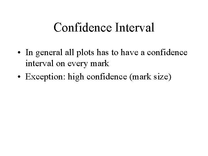 Confidence Interval • In general all plots has to have a confidence interval on