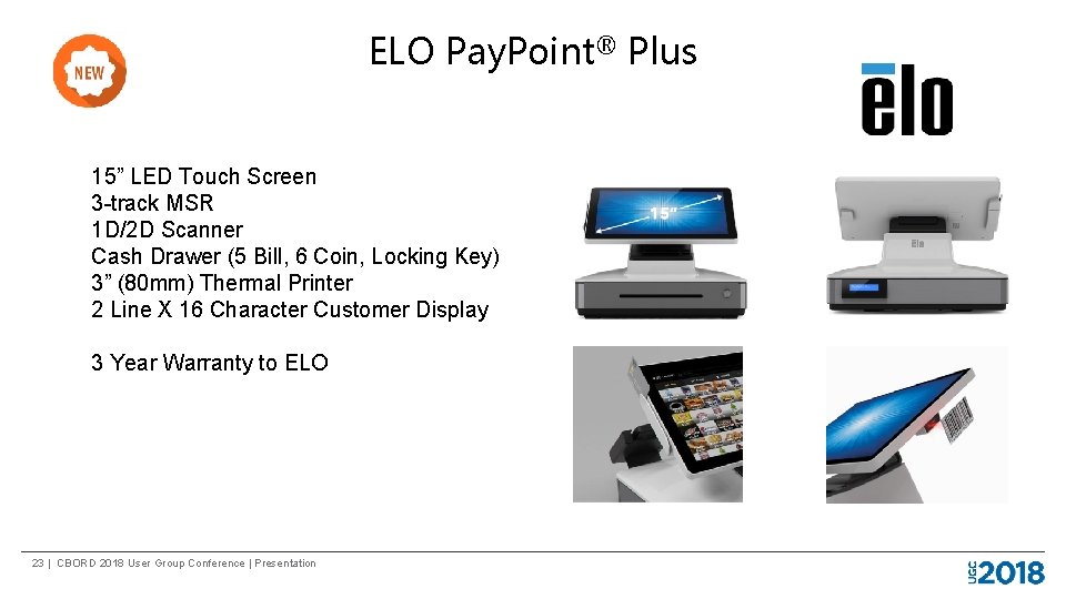 ELO Pay. Point® Plus 15” LED Touch Screen 3 -track MSR 1 D/2 D