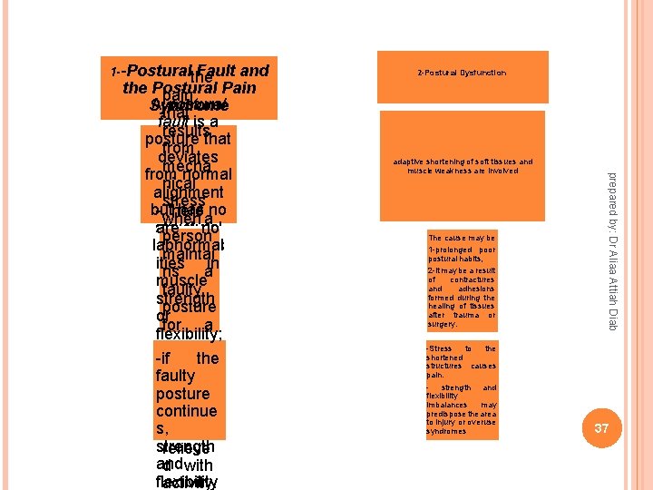 1 --Postural 2 -Postural Dysfunction adaptive shortening of soft tissues and muscle weakness are