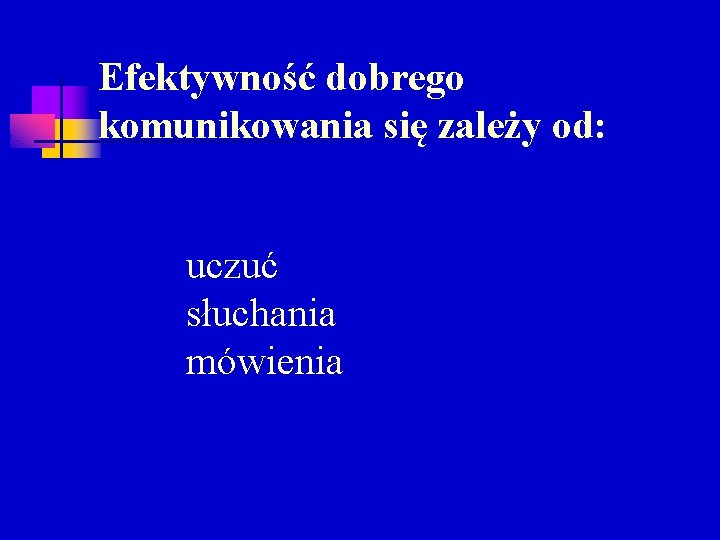 Efektywność dobrego komunikowania się zależy od: uczuć słuchania mówienia 