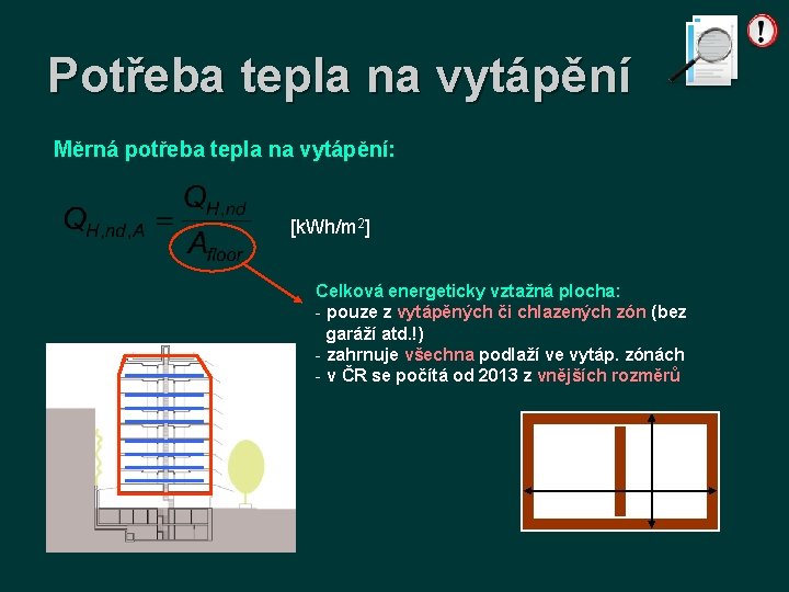 Potřeba tepla na vytápění Měrná potřeba tepla na vytápění: [k. Wh/m 2] Celková energeticky