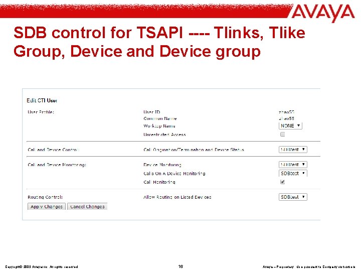SDB control for TSAPI ---- Tlinks, Tlike Group, Device and Device group Copyright© 2003