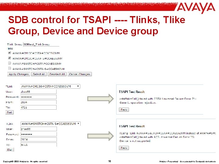 SDB control for TSAPI ---- Tlinks, Tlike Group, Device and Device group Copyright© 2003
