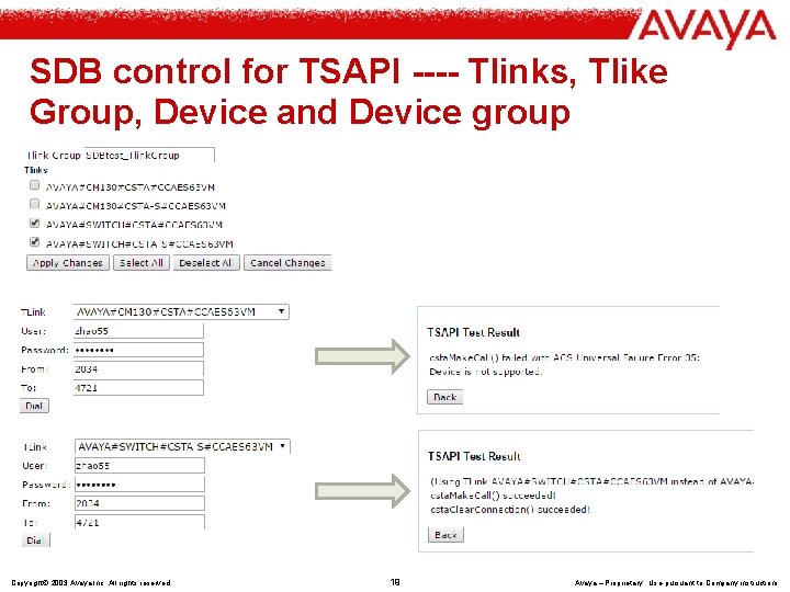 SDB control for TSAPI ---- Tlinks, Tlike Group, Device and Device group Copyright© 2003