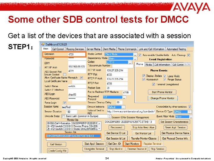 Some other SDB control tests for DMCC Get a list of the devices that