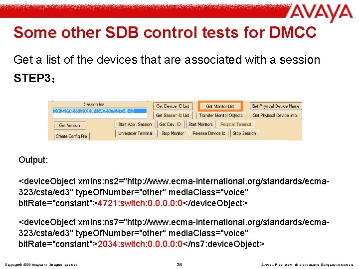 Some other SDB control tests for DMCC Get a list of the devices that