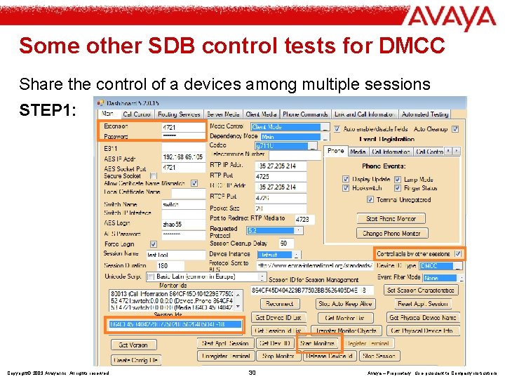 Some other SDB control tests for DMCC Share the control of a devices among
