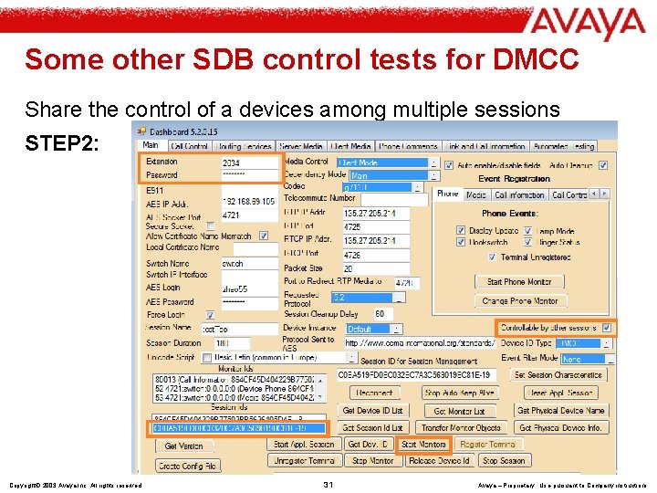 Some other SDB control tests for DMCC Share the control of a devices among