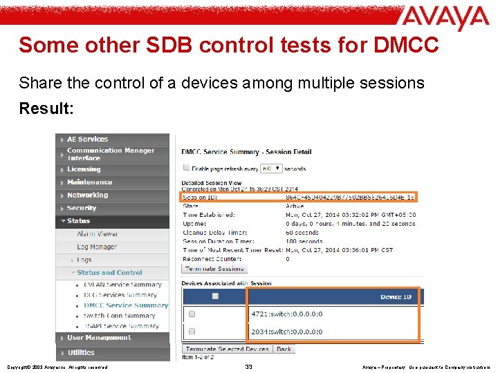 Some other SDB control tests for DMCC Share the control of a devices among