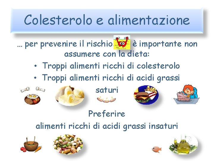Colesterolo e alimentazione … per prevenire il rischio è importante non assumere con la