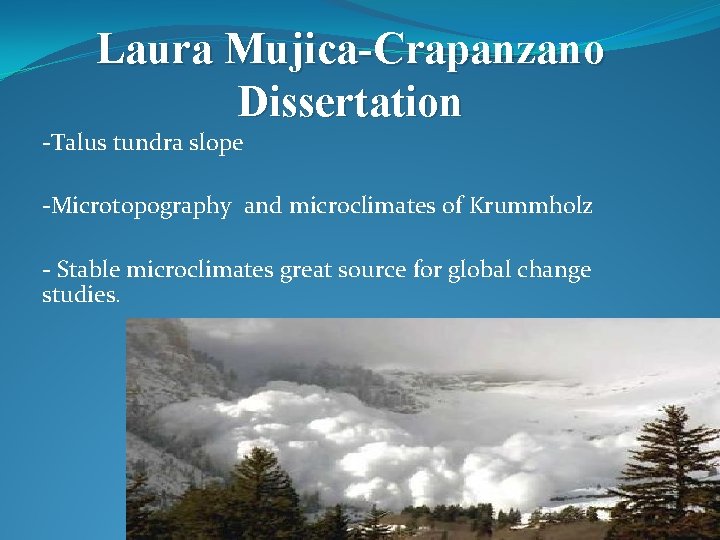 Laura Mujica-Crapanzano Dissertation -Talus tundra slope -Microtopography and microclimates of Krummholz - Stable microclimates